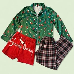 Santa Baby Green and Red Women's Pajama Set‎